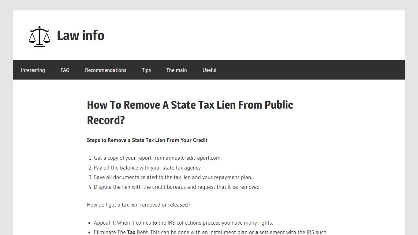 How To Remove A State Tax Lien From Public Record? - Tax and accounting